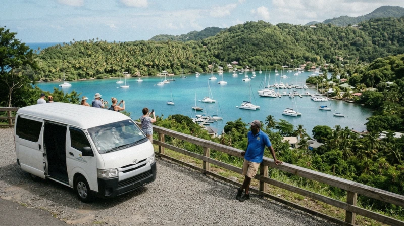 Private tour vehicle at the Marigot Bay viewpoint in Saint Lucia